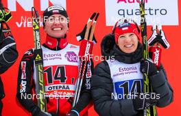 18.01.2015, Otepaeae, Estland (EST): (l-r) Justyna Kowalczyk (POL), Fischer, Swix, Rottefella and Sylwia Jaskowiec (POL), Fischer, Swix, Rottefella - FIS world cup cross-country, team sprint, Otepaeae (EST). www.nordicfocus.com. © Laiho/NordicFocus. Every downloaded picture is fee-liable.