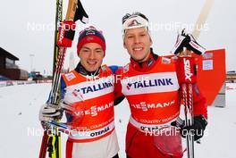 18.01.2015, Otepaeae, Estland (EST): (l-r) Finn Haagen Krogh (NOR), Fischer, Swix, Alpina, Rottefella  and Anders Gloersen (NOR), Fischer, Swix, Alpina, Rottefella - FIS world cup cross-country, team sprint, Otepaeae (EST). www.nordicfocus.com. © Laiho/NordicFocus. Every downloaded picture is fee-liable.