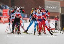 18.01.2015, Otepaeae, Estland (EST): (l-r) Jovian Hediger (SUI), Rossignol, KV+, Odlo and Ola Vigen Hattestad (NOR), Fischer, Swix, Rottefella - FIS world cup cross-country, team sprint, Otepaeae (EST). www.nordicfocus.com. © Laiho/NordicFocus. Every downloaded picture is fee-liable.