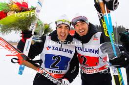 18.01.2015, Otepaeae, Estland (EST): (l-r) Federico Pellegrino (ITA), Rossignol, Rottefella and Dietmar Noeckler (ITA), Fischer, KV+, Rottefella - FIS world cup cross-country, team sprint, Otepaeae (EST). www.nordicfocus.com. © Laiho/NordicFocus. Every downloaded picture is fee-liable.
