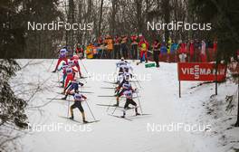 18.01.2015, Otepaeae, Estland (EST): a group of skiers in an uphill - FIS world cup cross-country, team sprint, Otepaeae (EST). www.nordicfocus.com. © Laiho/NordicFocus. Every downloaded picture is fee-liable.