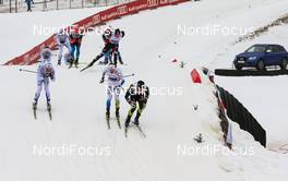 18.01.2015, Otepaeae, Estland (EST): (l-r) Aivar Rehemaa (EST), Emil Joensson (SWE), Fischer, Swix, Rottefella, Craft and Baptiste Gros (FRA), Salomon, Swix, One Way - FIS world cup cross-country, team sprint, Otepaeae (EST). www.nordicfocus.com. © Laiho/NordicFocus. Every downloaded picture is fee-liable.
