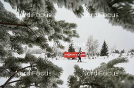 23.01.2015, Rybinsk, Russia (RUS): a skier passing a viessmann advertisement - FIS world cup cross-country, 10km women, Rybinsk (RUS). www.nordicfocus.com. © Laiho/NordicFocus. Every downloaded picture is fee-liable.