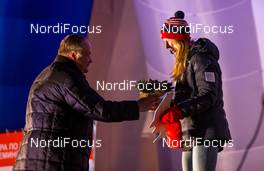 24.01.2015, Rybinsk, Russia (RUS): Silje Oeyre Slind (NOR) getting her price - FIS world cup cross-country, individual sprint, Rybinsk (RUS). www.nordicfocus.com. © Laiho/NordicFocus. Every downloaded picture is fee-liable.