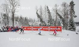 24.01.2015, Rybinsk, Russia (RUS): Sylwia Jaskowiec (POL), Fischer, Swix, Rottefella followed by Jennie Oeberg (SWE), Fischer, Salomon, Skigo, Craft and Laurien van der Graaff (SUI), Rossignol, One Way, Rottefella, Odlo - FIS world cup cross-country, individual sprint, Rybinsk (RUS). www.nordicfocus.com. © Laiho/NordicFocus. Every downloaded picture is fee-liable.