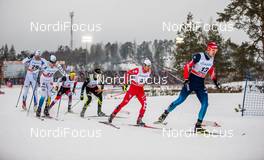 24.01.2015, Rybinsk, Russia (RUS): (l-r) Peeter Kummel (EST), Simon Andersson (SWE), Madshus, Rottefella, Craft, Bernhard Tritscher (AUT), Fischer, One Way, Loeffler, Renaud Jay (FRA), Salomon, One Way, Federico Pellegrino (ITA), Rossignol, Rottefella and Mikhail Jun. Devjatiarov (RUS) - FIS world cup cross-country, individual sprint, Rybinsk (RUS). www.nordicfocus.com. © Laiho/NordicFocus. Every downloaded picture is fee-liable.