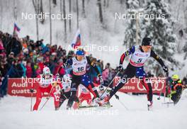 24.01.2015, Rybinsk, Russia (RUS): Ida Sargent (USA), Fischer, Swix, Alpina, Rottefella followed by Sophie Caldwell (USA), Fischer, Swix and Gaia Vuerich (ITA), Fischer, Swix, Alpina, Rottefella - FIS world cup cross-country, individual sprint, Rybinsk (RUS). www.nordicfocus.com. © Laiho/NordicFocus. Every downloaded picture is fee-liable.