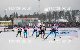 24.01.2015, Rybinsk, Russia (RUS): (l-r) Roman Furger (SUI), Fischer, Swix, Odlo, Ivan Anisimov (RUS), Alexey Petukhov (RUS), Fischer, Swix, Rottefella, Adidas, Baptiste Gros (FRA), Salomon, Swix, One Way and Gleb Retivykh (RUS), Fischer, Swix, Rottefella, Adidas  - FIS world cup cross-country, individual sprint, Rybinsk (RUS). www.nordicfocus.com. © Laiho/NordicFocus. Every downloaded picture is fee-liable.