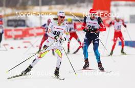 25.01.2015, Rybinsk, Russia (RUS): (l-r) Greame Killick (CAN), Fischer, One Way, Rottefella and Eugeniy Dementiev (RUS) - FIS world cup cross-country, skiathlon men, Rybinsk (RUS). www.nordicfocus.com. © Laiho/NordicFocus. Every downloaded picture is fee-liable.