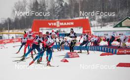 25.01.2015, Rybinsk, Russia (RUS): Dmitriy Japarov (RUS), Fischer, Swix, Alpina, Rottefella, Adidas followed by Stanislav Volzhentsev (RUS), Fischer, Swix, Adidas - FIS world cup cross-country, skiathlon men, Rybinsk (RUS). www.nordicfocus.com. © Laiho/NordicFocus. Every downloaded picture is fee-liable.