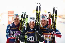 15.02.2015, Oestersund, Sweden (SWE): Therese Johaug (NOR), Charlotte Kalla (SWE), Marit Bjoergen (NOR), (l-r)  - FIS world cup cross-country, 10km women, Oestersund (SWE). www.nordicfocus.com. © Felgenhauer/NordicFocus. Every downloaded picture is fee-liable.