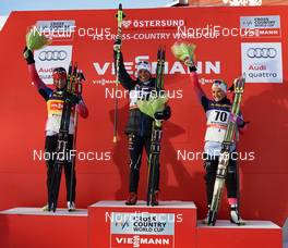 15.02.2015, Oestersund, Sweden (SWE): Marit Bjoergen (NOR), Charlotte Kalla (SWE), Therese Johaug (NOR), (l-r) - FIS world cup cross-country, 10km women, Oestersund (SWE). www.nordicfocus.com. © Felgenhauer/NordicFocus. Every downloaded picture is fee-liable.