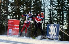 15.02.2015, Oestersund, Sweden (SWE): Didrik Toenseth (NOR), Dario Cologna (SUI), (l-r),   - FIS world cup cross-country, 15km men, Oestersund (SWE). www.nordicfocus.com. © Felgenhauer/NordicFocus. Every downloaded picture is fee-liable.