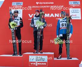 15.02.2015, Oestersund, Sweden (SWE): Maurice Manificat (FRA), Finn Haagen Krogh (NOR), Marcus Hellner (SWE), (l-r) - FIS world cup cross-country, 15km men, Oestersund (SWE). www.nordicfocus.com. © Felgenhauer/NordicFocus. Every downloaded picture is fee-liable.