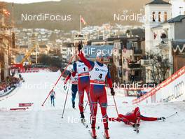 11.03.2015, Drammen, Norway (NOR): Ola Vigen Hattestad (NOR), Eirik Brandsdal (NOR), Finn Haagen Krogh (NOR), (l-r)  - FIS world cup cross-country, individual sprint, Drammen (NOR). www.nordicfocus.com. © Felgenhauer/NordicFocus. Every downloaded picture is fee-liable.