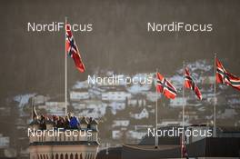 11.03.2015, Drammen, Norway (NOR): spectators on a tower - FIS world cup cross-country, individual sprint, Drammen (NOR). www.nordicfocus.com. © Felgenhauer/NordicFocus. Every downloaded picture is fee-liable.