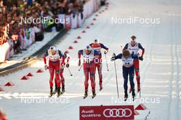 11.03.2015, Drammen, Norway (NOR): Ola Vigen Hattestad (NOR), Petter Northug (NOR), Fredrik Riseth (NOR), (l-r)  - FIS world cup cross-country, individual sprint, Drammen (NOR). www.nordicfocus.com. © Felgenhauer/NordicFocus. Every downloaded picture is fee-liable.