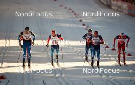 11.03.2015, Drammen, Norway (NOR): Matias Strandvall (FIN), Andrey Parfenov (RUS), Anton Gafarov (RUS), Finn Haagen Krogh (NOR), (l-r)  - FIS world cup cross-country, individual sprint, Drammen (NOR). www.nordicfocus.com. © Felgenhauer/NordicFocus. Every downloaded picture is fee-liable.