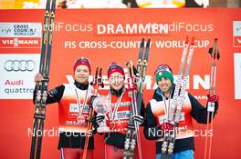 11.03.2015, Oslo, Norway (NOR): Eirik Brandsdal (NOR), Finn Haagen Krogh (NOR), Federico Pellegrino (ITA), (l-r) - FIS world cup cross-country, cups, Oslo (NOR). www.nordicfocus.com. © Felgenhauer/NordicFocus. Every downloaded picture is fee-liable.