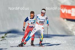 14.03.2015, Oslo, Norway (NOR): Mathias Rundgreen (NOR), Martin Johansson (SWE), (l-r)  - FIS world cup cross-country, mass men, Oslo (NOR). www.nordicfocus.com. © Felgenhauer/NordicFocus. Every downloaded picture is fee-liable.