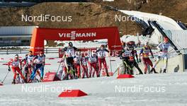 14.03.2015, Oslo, Norway (NOR): Roland Clara (ITA), Marcus Hellner (SWE), Evgeniy Belov (RUS), Maurice Manificat (FRA), Hans Christer Holund (NOR), Simen Andreas Sveen (NOR), Daniel Myrmael Helgestad (NOR), Robin Duvillard (FRA), Martin Johnsrud Sundby (NOR), Ivan Babikov (CAN), (l-r)  - FIS world cup cross-country, mass men, Oslo (NOR). www.nordicfocus.com. © Felgenhauer/NordicFocus. Every downloaded picture is fee-liable.