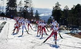 14.03.2015, Oslo, Norway (NOR): Marcus Hellner (SWE), Simen Andreas Sveen (NOR), Sjur Roethe (NOR), (l-r)  - FIS world cup cross-country, mass men, Oslo (NOR). www.nordicfocus.com. © Felgenhauer/NordicFocus. Every downloaded picture is fee-liable.