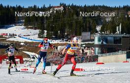 14.03.2015, Oslo, Norway (NOR): Jean Marc Gaillard (FRA), Evgeniy Belov (RUS), Martin Johnsrud Sundby (NOR), (l-r)  - FIS world cup cross-country, mass men, Oslo (NOR). www.nordicfocus.com. © Felgenhauer/NordicFocus. Every downloaded picture is fee-liable.