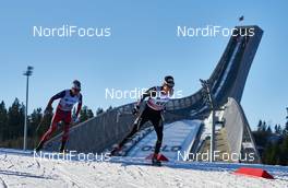 14.03.2015, Oslo, Norway (NOR): Martin Loewstroem Nyenget (NOR), Candide Pralong (SUI), (l-r)  - FIS world cup cross-country, mass men, Oslo (NOR). www.nordicfocus.com. © Felgenhauer/NordicFocus. Every downloaded picture is fee-liable.