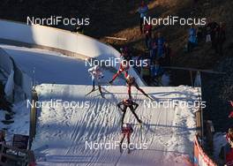 14.03.2015, Oslo, Norway (NOR): Marcus Hellner (SWE), Sergei Dolidovich (BLR), Dario Cologna (SUI), Sjur Roethe (NOR), Martin Johnsrud Sundby (NOR), (l-r)  - FIS world cup cross-country, mass men, Oslo (NOR). www.nordicfocus.com. © Felgenhauer/NordicFocus. Every downloaded picture is fee-liable.