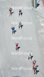 14.03.2015, Oslo, Norway (NOR): a chasing group in the downhill - FIS world cup cross-country, mass men, Oslo (NOR). www.nordicfocus.com. © Felgenhauer/NordicFocus. Every downloaded picture is fee-liable.