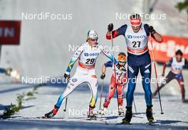 14.03.2015, Oslo, Norway (NOR): Lars Nelson (SWE), Sergey Ustiugov (RUS), (l-r)  - FIS world cup cross-country, mass men, Oslo (NOR). www.nordicfocus.com. © Felgenhauer/NordicFocus. Every downloaded picture is fee-liable.