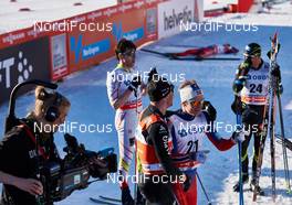 14.03.2015, Oslo, Norway (NOR): Alex Harvey (CAN), Dario Cologna (SUI), Sjur Roethe (NOR), Robin Duvillard (FRA), (l-r)  - FIS world cup cross-country, mass men, Oslo (NOR). www.nordicfocus.com. © Felgenhauer/NordicFocus. Every downloaded picture is fee-liable.