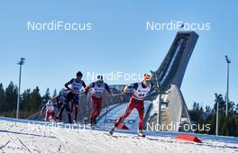 14.03.2015, Oslo, Norway (NOR): Noah Hoffman (USA), Sindre Bjoernestad Skar (NOR), Simen Hegstad Krueger (NOR), (l-r)  - FIS world cup cross-country, mass men, Oslo (NOR). www.nordicfocus.com. © Felgenhauer/NordicFocus. Every downloaded picture is fee-liable.