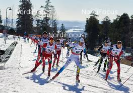 14.03.2015, Oslo, Norway (NOR): Michail Semenov (BLR), Marcus Hellner (SWE), Robin Duvillard (FRA), Niklas Dyrhaug (NOR), (l-r)  - FIS world cup cross-country, mass men, Oslo (NOR). www.nordicfocus.com. © Felgenhauer/NordicFocus. Every downloaded picture is fee-liable.