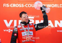 14.03.2015, Oslo, Norway (NOR): distance world cup winner Dario Cologna (SUI), Fischer, One Way, Rottefella, Odlo - FIS world cup cross-country, mass men, Oslo (NOR). www.nordicfocus.com. © Laiho/NordicFocus. Every downloaded picture is fee-liable.
