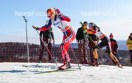 15.03.2015, Oslo, Norway (NOR): Ragnhild Haga (NOR), Fischer, Swix, Alpina, Rottefella followed by Nicole Fessel (GER), Rossignol, One Way, Alpina, Rottefella, Adidas - FIS world cup cross-country, mass women, Oslo (NOR). www.nordicfocus.com. © Laiho/NordicFocus. Every downloaded picture is fee-liable.