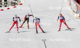 15.03.2015, Oslo, Norway (NOR): (l-r) Martine Ek Hagen (NOR), Rossignol, KV+, Rottefella, Nicole Fessel (GER), Rossignol, One Way, Alpina, Rottefella, Adidas, Heidi Weng (NOR), Madshus, Swix, Rottefella and Ragnhild Haga (NOR), Fischer, Swix, Alpina, Rottefella - FIS world cup cross-country, mass women, Oslo (NOR). www.nordicfocus.com. © Laiho/NordicFocus. Every downloaded picture is fee-liable.
