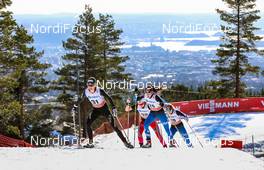 15.03.2015, Oslo, Norway (NOR): (l-r) Seraina Boner (SUI), Fischer, Swix, Salomon and Laura Mononen (FIN), Rossignol, One Way, Rottefella - FIS world cup cross-country, mass women, Oslo (NOR). www.nordicfocus.com. © Laiho/NordicFocus. Every downloaded picture is fee-liable.