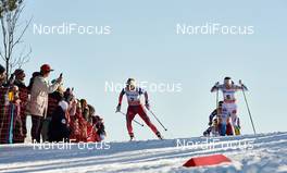 15.03.2015, Oslo, Norway (NOR): Therese Johaug (NOR), Charlotte Kalla (SWE), (l-r)  - FIS world cup cross-country, mass women, Oslo (NOR). www.nordicfocus.com. © Felgenhauer/NordicFocus. Every downloaded picture is fee-liable.