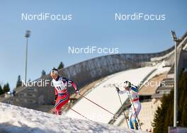 15.03.2015, Oslo, Norway (NOR): Astrid Uhrenholdt Jacobsen (NOR), Charlotte Kalla (SWE), (l-r)  - FIS world cup cross-country, mass women, Oslo (NOR). www.nordicfocus.com. © Felgenhauer/NordicFocus. Every downloaded picture is fee-liable.