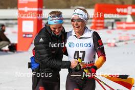 15.03.2015, Oslo, Norway (NOR): (l-r) Nicole Fessel (GER), Rossignol, One Way, Alpina, Rottefella, Adidas and Claudia Nystad (GER), Atomic, Leki, Adidas - FIS world cup cross-country, mass women, Oslo (NOR). www.nordicfocus.com. © Laiho/NordicFocus. Every downloaded picture is fee-liable.