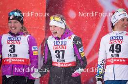 24.02.2015, Falun, Sweden (SWE): Caitlin Gregg (USA), Jessica Diggins (USA), Charlotte Kalla (SWE), (l-r)  - FIS nordic world ski championships, cross-country, 10km women, Falun (SWE). www.nordicfocus.com. © NordicFocus. Every downloaded picture is fee-liable.