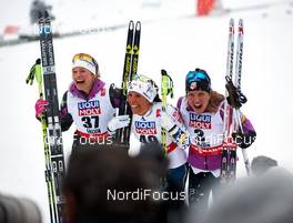 24.02.2015, Falun, Sweden (SWE): Jessica Diggins (USA), Charlotte Kalla (SWE), Caitlin Gregg (USA), (l-r)  - FIS nordic world ski championships, cross-country, 10km women, Falun (SWE). www.nordicfocus.com. © NordicFocus. Every downloaded picture is fee-liable.