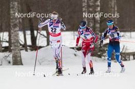 28.02.2015, Falun, Sweden (SWE): Sofia Bleckur (SWE), Heidi Weng (NOR), Kerttu Niskanen (FIN), (l-r)  - FIS nordic world ski championships, cross-country, 30km women, Falun (SWE). www.nordicfocus.com. © NordicFocus. Every downloaded picture is fee-liable.