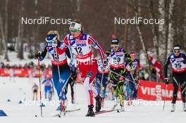 28.02.2015, Falun, Sweden (SWE): Ingvild Flugstad Oestberg (NOR), Riitta-Liisa Roponen (FIN), Celia Aymonier (FRA), (l-r)  - FIS nordic world ski championships, cross-country, 30km women, Falun (SWE). www.nordicfocus.com. © NordicFocus. Every downloaded picture is fee-liable.