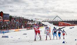 28.02.2015, Falun, Sweden (SWE): Marit Bjoergen (NOR), Charlotte Kalla (SWE), Kerttu Niskanen (FIN), Aino-Kaisa Saarinen (FIN), Heidi Weng (NOR), (l-r)  - FIS nordic world ski championships, cross-country, 30km women, Falun (SWE). www.nordicfocus.com. © NordicFocus. Every downloaded picture is fee-liable.