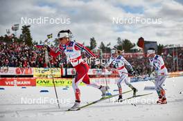 28.02.2015, Falun, Sweden (SWE): Marit Bjoergen (NOR), Sofia Bleckur (SWE), Charlotte Kalla (SWE), (l-r)  - FIS nordic world ski championships, cross-country, 30km women, Falun (SWE). www.nordicfocus.com. © NordicFocus. Every downloaded picture is fee-liable.