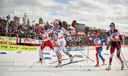 28.02.2015, Falun, Sweden (SWE): Martine Hagen (NOR), Anna Haag (SWE), Eva Vrabcova-Nyvltova (CZE), Teresa Stadlober (AUT), (l-r)  - FIS nordic world ski championships, cross-country, 30km women, Falun (SWE). www.nordicfocus.com. © NordicFocus. Every downloaded picture is fee-liable.