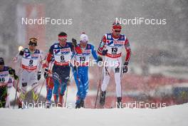 01.03.2015, Falun, Sweden (SWE): Alex Harvey (CAN), Maxim Vylegzhanin (RUS), Francesco De Fabiani (ITA), Didrik Toenseth (NOR), (l-r)  - FIS nordic world ski championships, cross-country, 50km men, Falun (SWE). www.nordicfocus.com. © NordicFocus. Every downloaded picture is fee-liable.