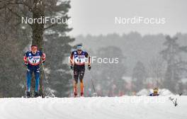 01.03.2015, Falun, Sweden (SWE): Stanislav Volzhentsev (RUS), Tim Tscharnke (GER), (l-r)  - FIS nordic world ski championships, cross-country, 50km men, Falun (SWE). www.nordicfocus.com. © NordicFocus. Every downloaded picture is fee-liable.